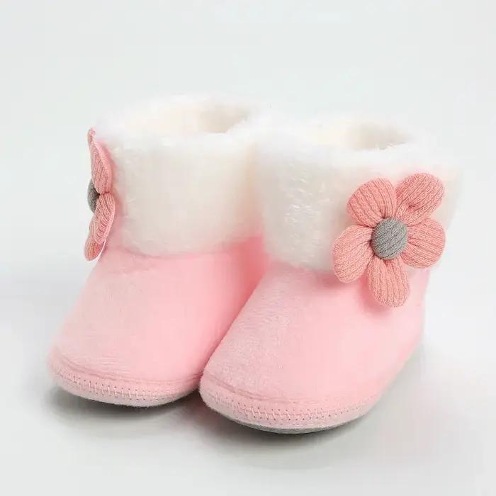 Nouvelle mode chaussures confortables nouveau-né bébé filles garçons chaussons souples solide pompon bottes de neige