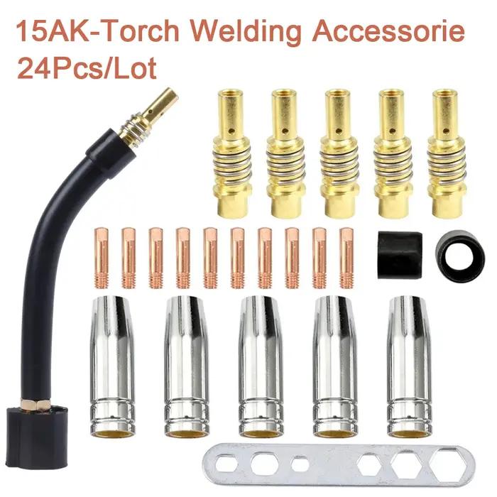 24 pièces 15AK pour torche Binzel consommable électrode bouclier tasse lien tige conseils courbés po