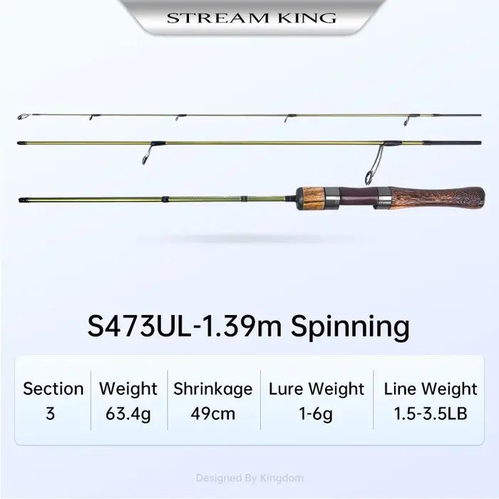 Canne à pêche Kingdom STREAM KING Ultralight 62g Spinning Casting 1.45 1.65 1.39 1.53m UL Baitcasting Travel