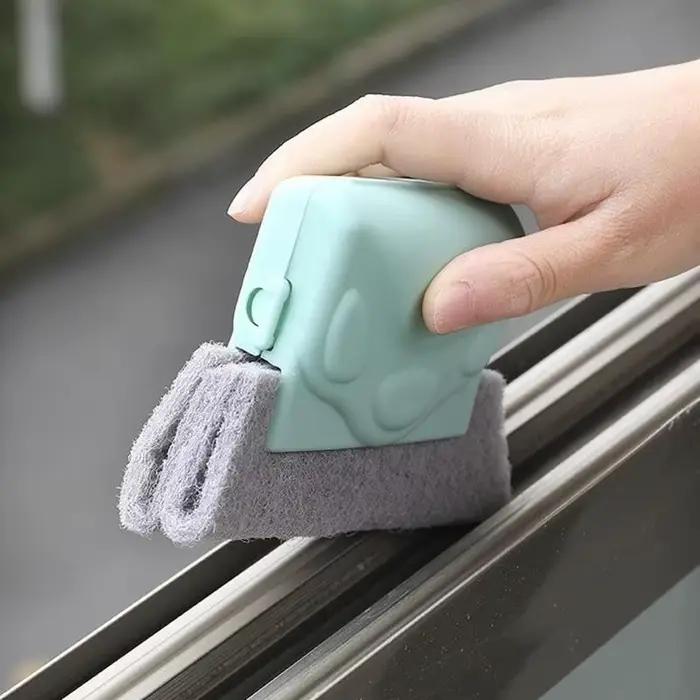 Brosse de nettoyage de fente de fenêtre main principale nettoyage ménager respectueuse de l'environnement couleur gris foncé jaune clair vert occasionnellement pour la cuisine et les espaces difficiles