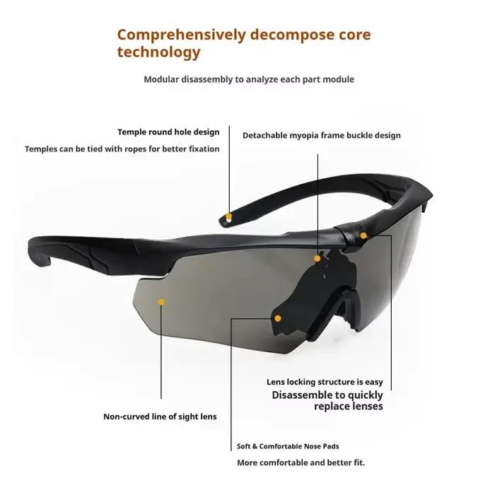 Lunettes tactiques militaires CS Airsoft lunettes de tir coupe-vent HD à 3 lentilles lunettes de sécurité pour motocross moto alpinisme occasions extérieures