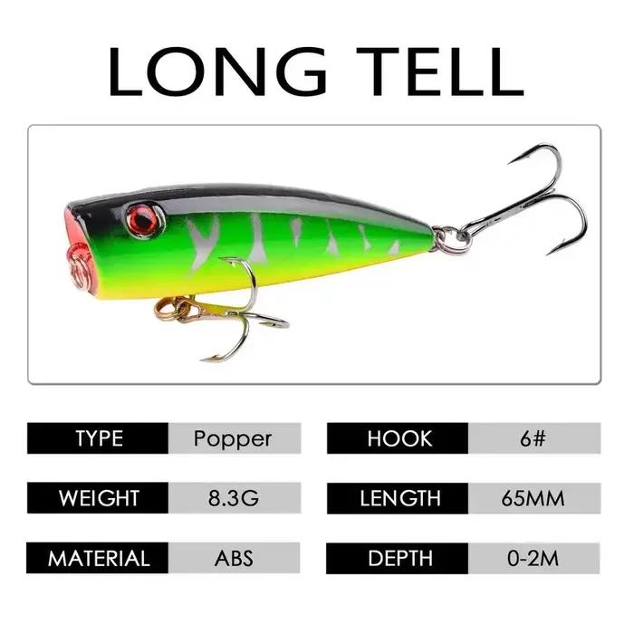 5 pièces leurres de pêche Popper Topwater yeux 3d appâts durs Wobblers artificiels matériel de pêche