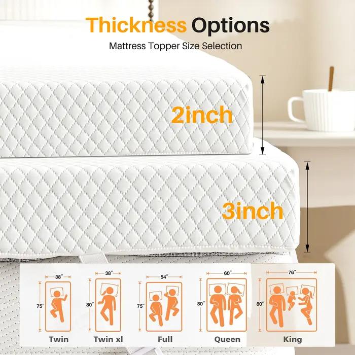 Surmatelas MCQ de 3 pouces avec housse amovible douce, mousse à mémoire de forme épaisse infusée de