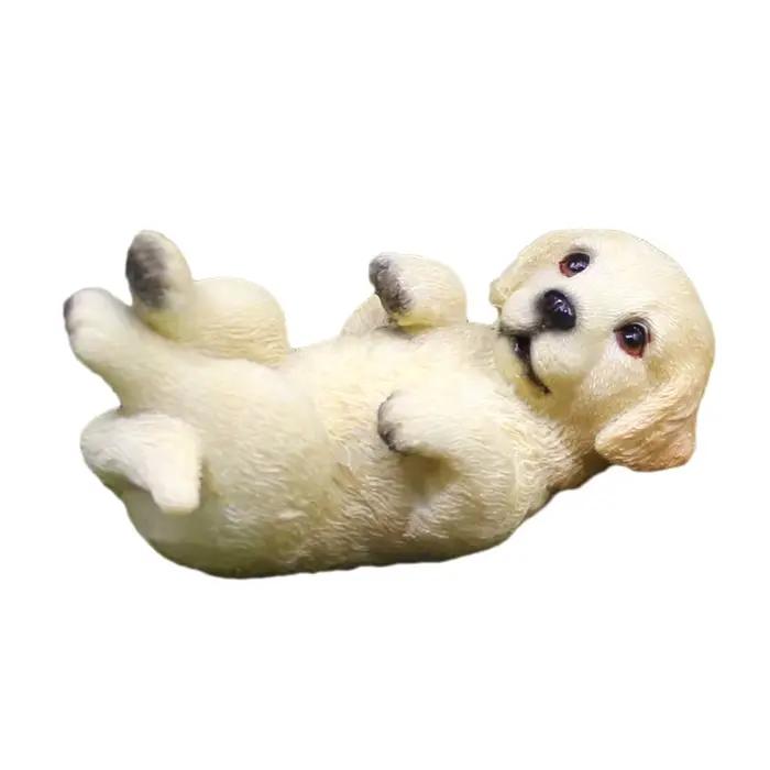 Figurine Miniature réaliste de chien de chiot de Golden Retrievers pour les décorations de maison et