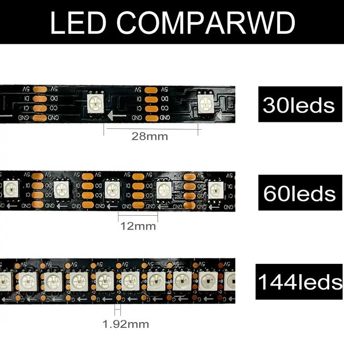 5 m/rouleau DC5V SMD APA102 SK9822 30/60/144 LED/m données et horloge adressable séparément bande de