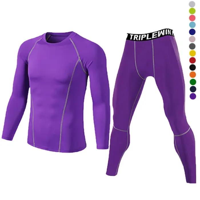 Dean M-Survêtement de sport à manches longues pour homme, ensemble t-shirt et leggings de fitness, y