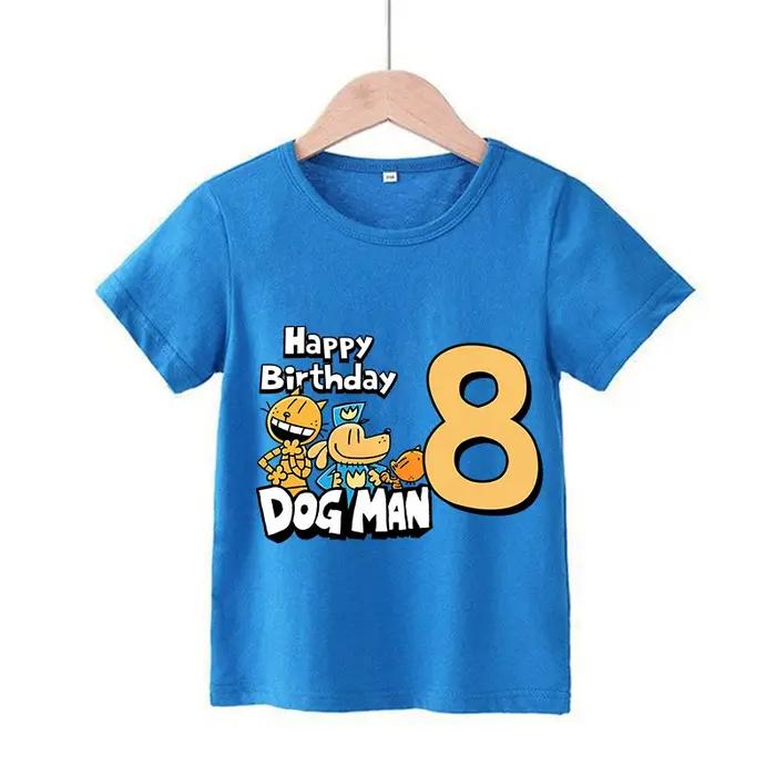 Chien homme Anime numéro t-shirt pour garçon vêtements d'anniversaire enfants coton t-shirts hauts dessin