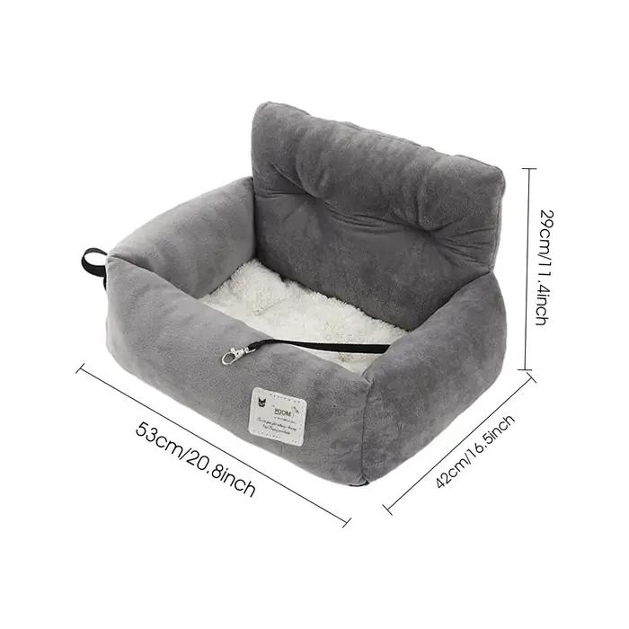 Siège de voiture pour chien gris confortable et sécuritaire accessoire de voyage pour petits chiens toutes saisons usage voiture maison