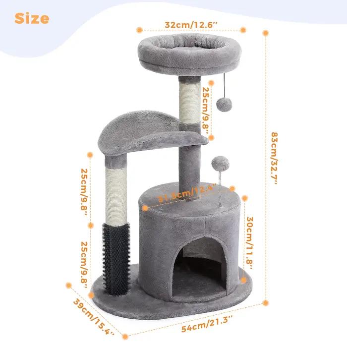 Tour de petit arbre à chat d'intérieur pour chats, jouet coule pour chat de taille moyenne, condo po