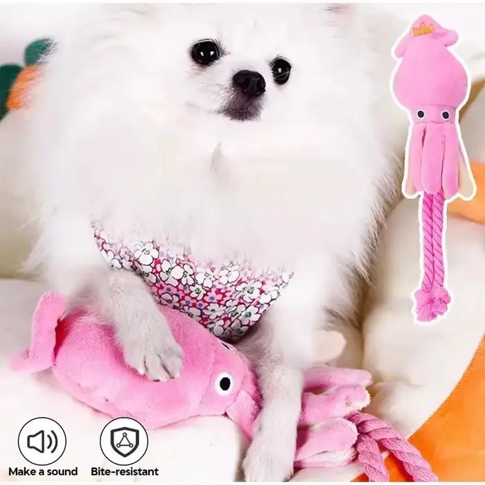 Jouet Poulpe Couineur Squeaky Pour Chats Jouet à Mâcher en Corde de Coton Anti-Ennui Pour Animaux de Compagnie Occasions Spéciales