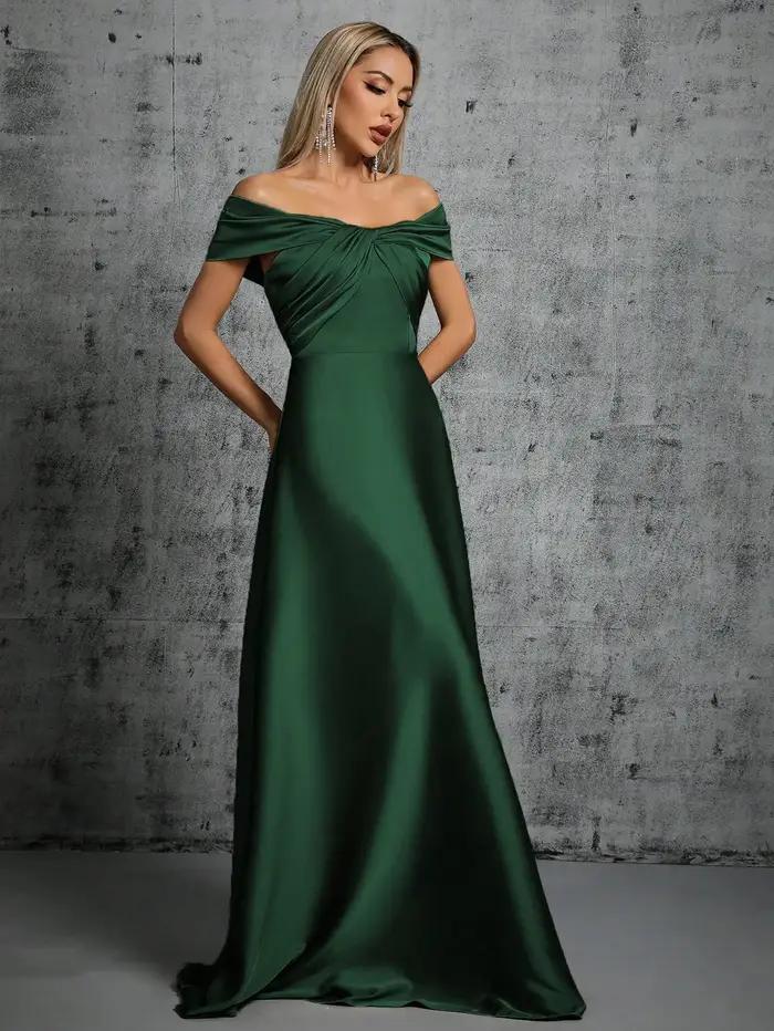 Mgiacy ligne cou irrégulière croix plissée robe en satin
