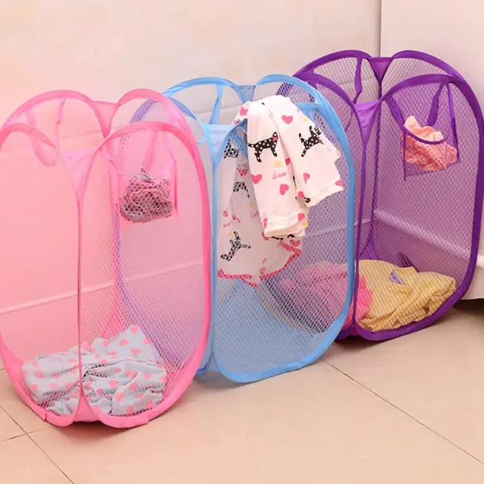 Panier de rangement en tissu éco-responsable pour tri de vêtements, pliable, idéal pour la maison et le voyage en bleu ciel, rose, bleu ou noir