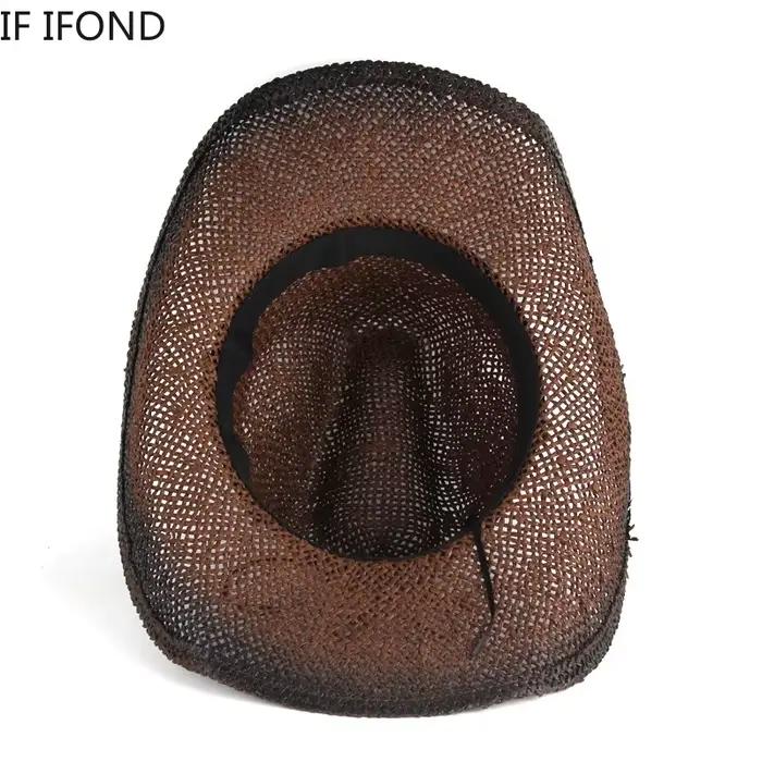 Chapeau de cowboy occidental pour hommes et femmes, tissé à la main, creux, été, extérieur, plage, s