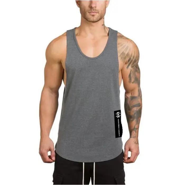 Marque Gym Sport vêtements coton Singlets musculation Stringer débardeurs hommes Fitness chemise Muscle gars sans manches gilets de course
