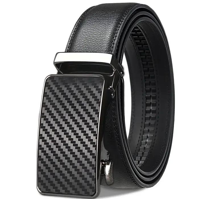 Ceinture en cuir véritable de haute qualité pour hommes, boucle automatique réglable, ceinture à cli