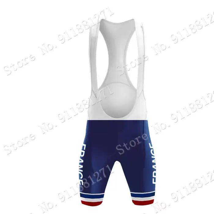 Maillot de Cyclisme Homme Ensembles Rétro Français Bleu Foncé Chemises Courtes Cuissard à Bretelles Pantalon de VTT Occasions Spéciales