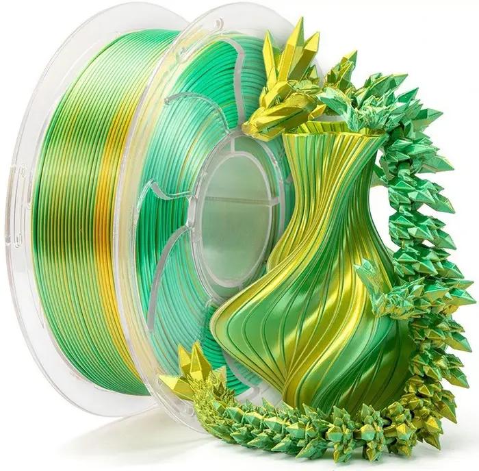Filament d'impression 3D en PLA métallique coloré et scintillant pour modèles et accessoires finition métallique brillante multicolore occassions spéciales装饰去除后的内容如下: 将您的3D创作变成真正的艺术品 欢迎体验我们的PLA金属色打印线材,色彩鲜艳且闪耀。想象一下,您的模型和配件将变得光彩夺目、独一无二。具有金属光泽的多色表面处理,让您的创作在任何展览上都能成为焦点。无论您是才华横溢的设计师还是热衷于创造的爱好者,这种线材都是为您准备
