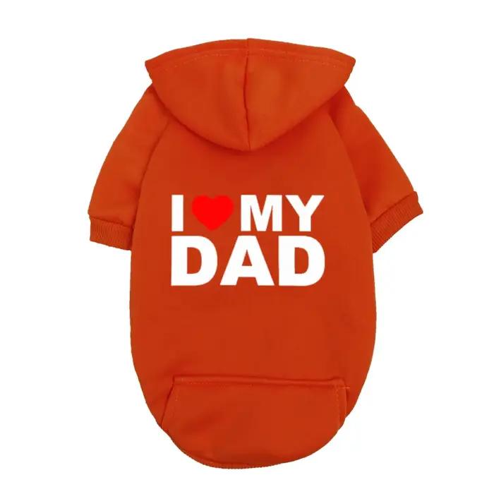 Sweat à capuche pour chien "I Love My Dad" - Sweat-shirt pour chiot de petite et moyenne taille - Cadeau mignon pour la fête des pères pour animaux de compagnie