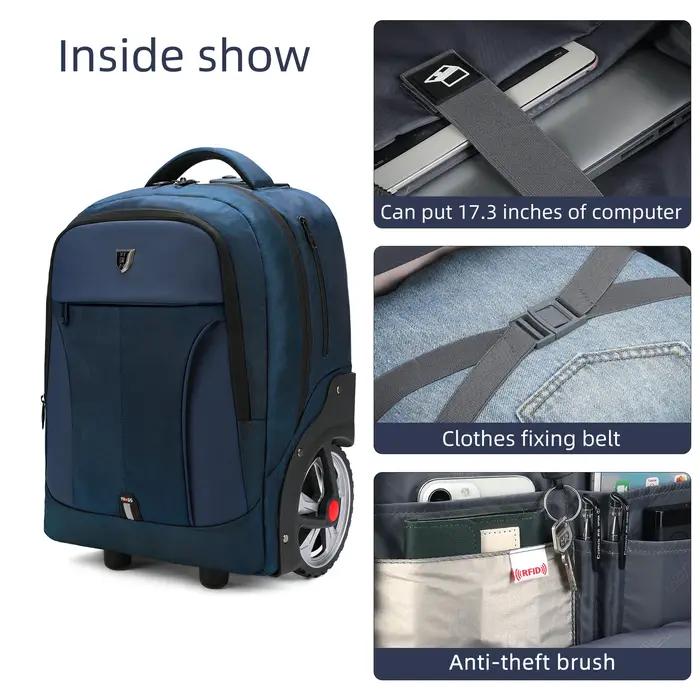 Sacs à dos de voyage à bagages roulants avec roues, sac à dos pour ordinateur portable d'affaires, b