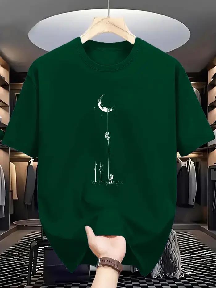 T-shirt à manches courtes et col rond pour hommes, 100% pur coton, coupe ample, décontracté, grande