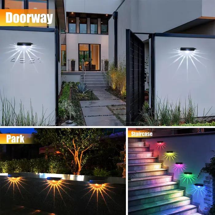 2 pièces lumières de pont solaires lumières LED imperméables extérieures pour Patio escaliers cour j
