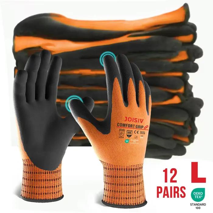 12 paires de gants de travail robustes enduits de Nitrile