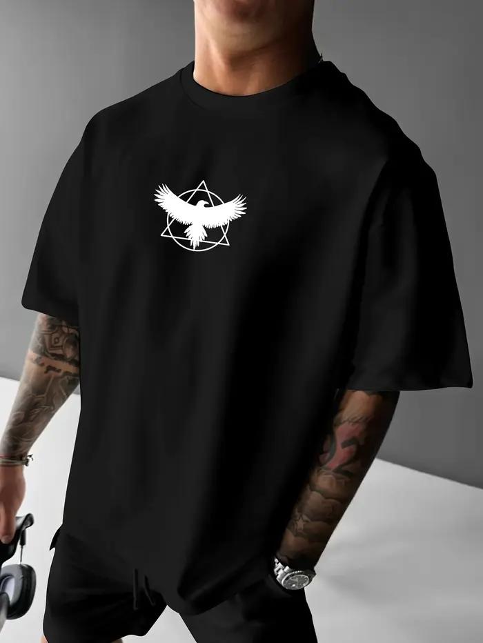 T-Shirt graphique Raven Totem pour hommes, Streetwear d'été respirant avec imprimé Tribal géométrique, chemise d'extérieur décontractée jaune clair