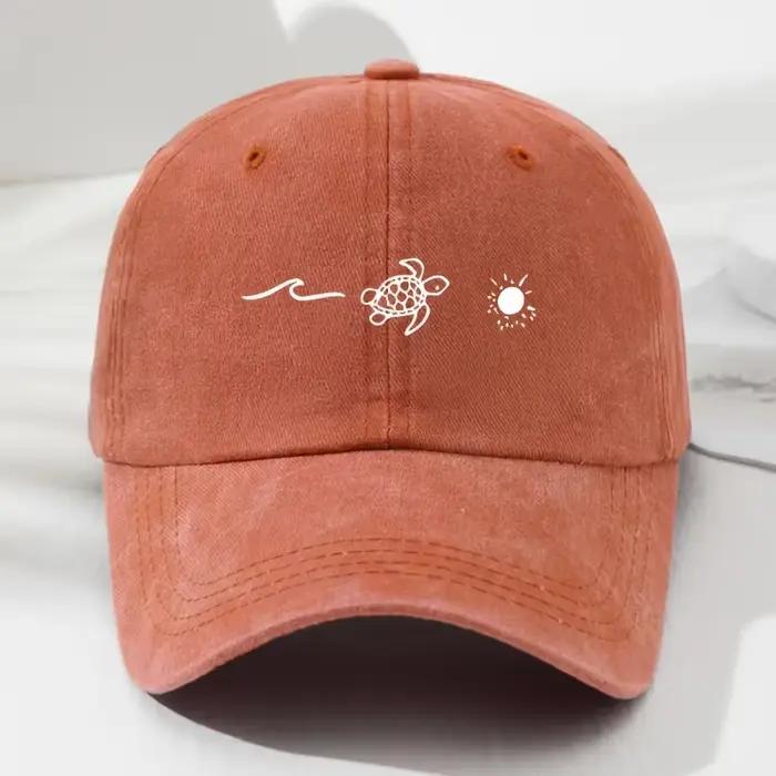 Casquette de baseball imprimée à motif de tortue style décontracté pour homme et femme plage et ville occasionnels