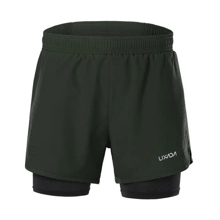 Lixada short de course 2 en 1 pour homme séchage rapide respirant entraînement actif exercice jogging