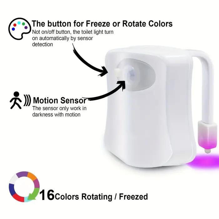 Veilleuse LED pour cuvette de toilette avec capteur de mouvement PIR, alimentée par batterie, 7 coul