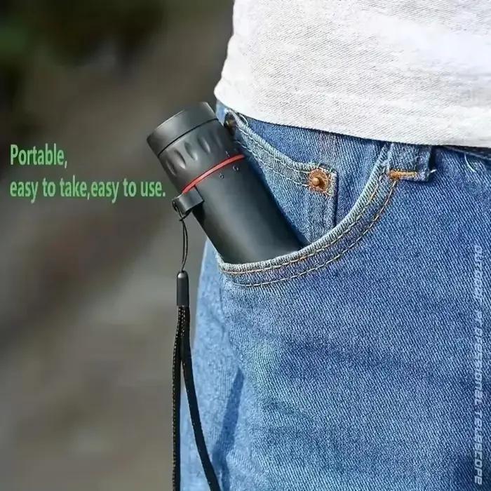 Monoculaire HD 2000x25 Mini Portable avec Support Téléphone pour Camping Chasse Observation Ornithologique Extérieure
