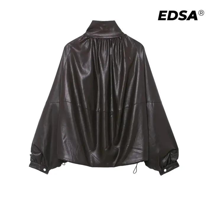 EDSA femmes veste de bombardier en cuir PU manteau pour printemps automne femme côté fermeture éclai