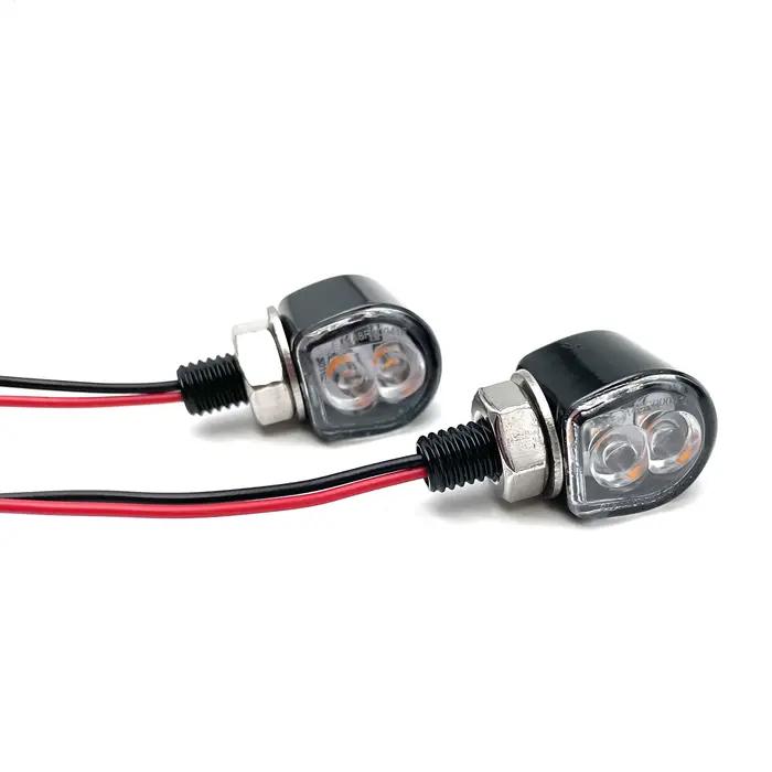 E marqué M8 Mini moto clignotant indicateur lumineux 12V ambre LED signaux clignotant lampe pour caf