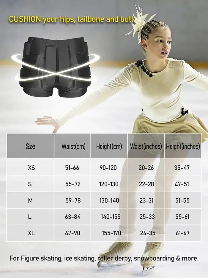 AVIVOR Short de patinage artistique rembourré, coussinets crash pour hanches et CÔTÉ cyx, sports de