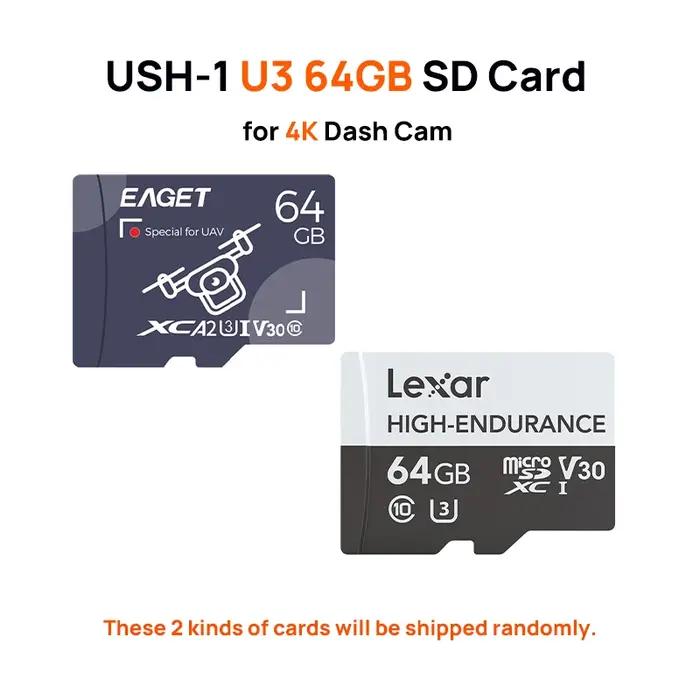 Carte Micro SD haute précision 32 go 64 go 128 go TF USH-3 pour caméra de tableau de bord 70mai 4K A810 A800SE A800S