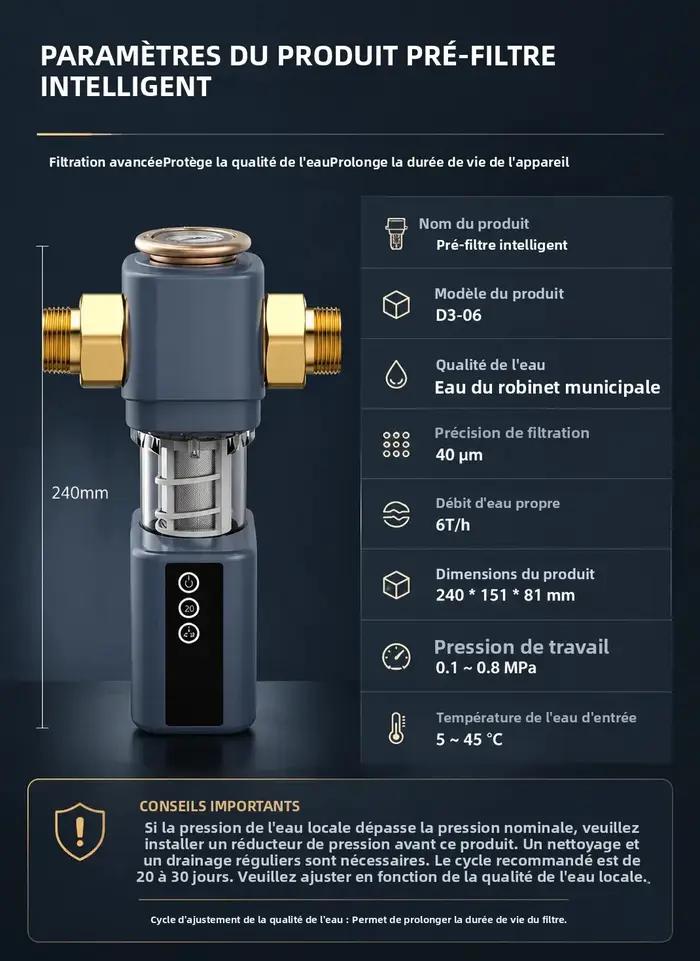 Nouveau Système de Purification Centralisé pour Toute la Maison 2025 avec Préfiltre Automatique à Rinçage par Retour et Filtre à Sédiments Rotatif