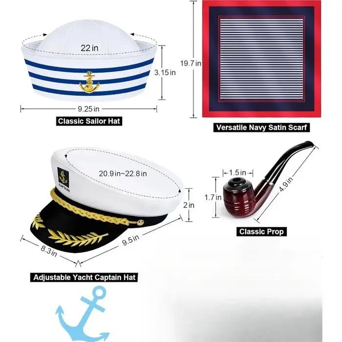 Chapeau de marin pour adultes – Accessoire de costume de capitaine pour hommes et femmes
