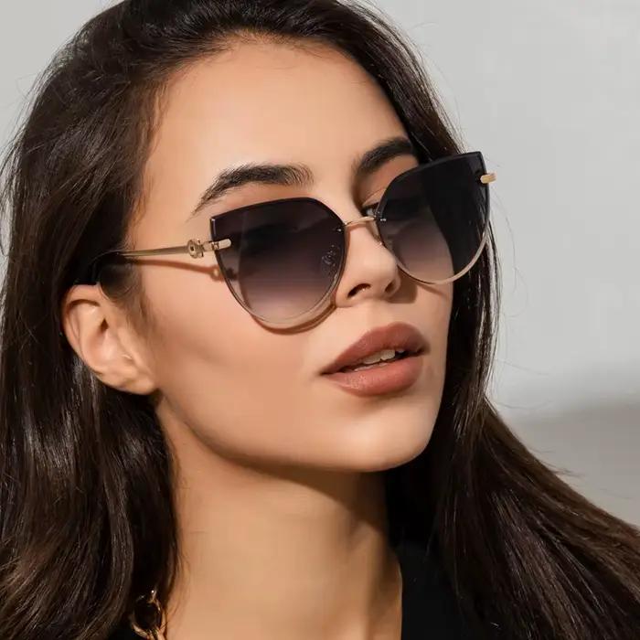 Lunettes de soleil vintage cat eye sans monture pour femme - Protection UV chasse randonnée