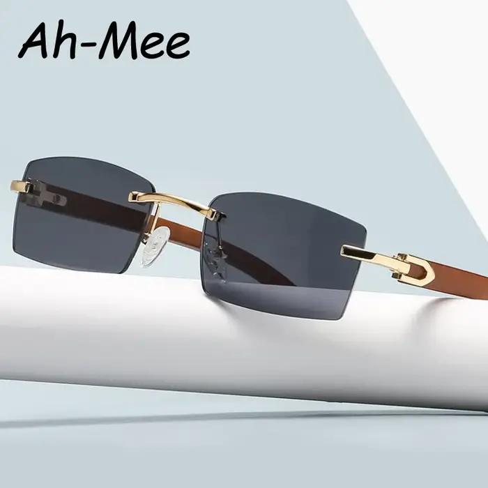 Lunettes sans monture Hiking 6pcs unisex - Protection UV et style bois grainé pour hommes et femmes