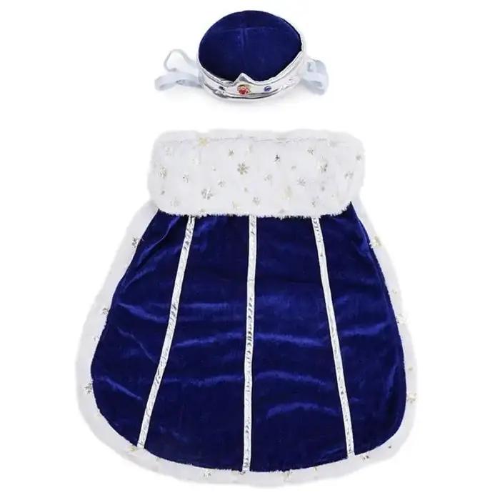 E8BD – Costume fête pour chien Royal, ensemble élégant avec chapeau couronne, tenue Cosplay respiran