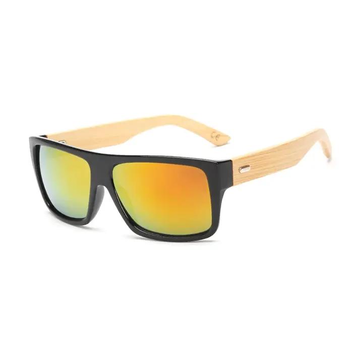 Lunettes de chasse en bambou rétro - Design mixte homme/femme - Verres miroir protection UV400 chasse