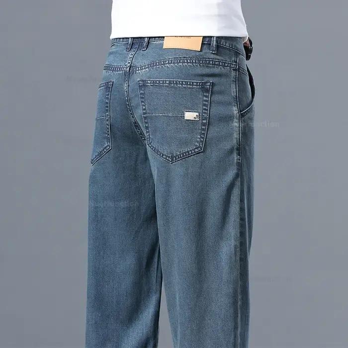 Lyocell pantalon hommes 2024 vêtements d'été Ultra mince mode pantalons décontractés mâle Baggy drapé droit Denim