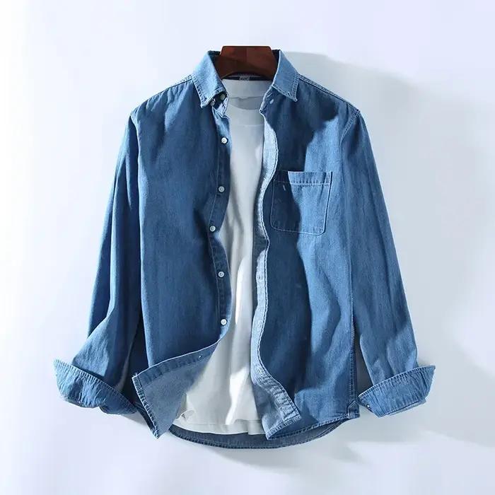 Hommes décontracté Denim chemise mode nouveau Simple