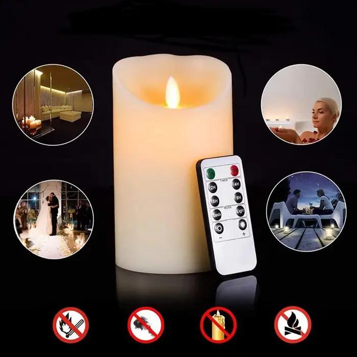 Bougie LED aste ci-après les, sans flamme scintillante, avertissement réel ci-après les avec télécom