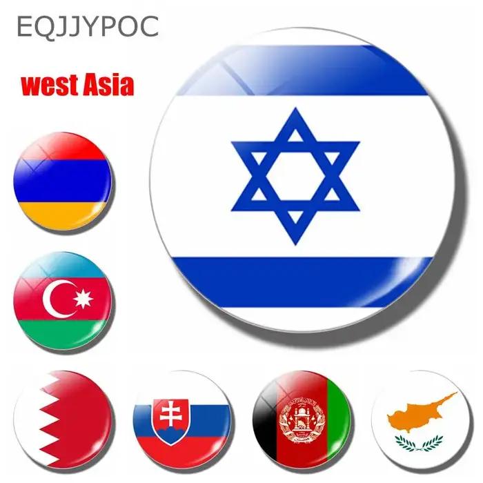 Drapeau National d'israël 30 MM aimant de réfrigérateur Souvenir pays d'asie occidentale dôme en verre autocollants