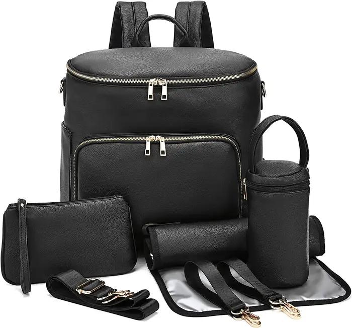 Sac à dos à langer en cuir pour femme