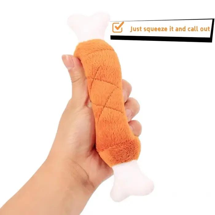 Jouet en peluche couineur en forme de jambe de poulet pour chien