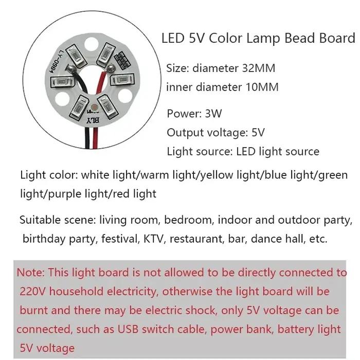 10pcs LED 3W 5V Couleur Lampe Perle Lumière Conseil Ampoule SMD5730 Rond Changeant Source De Lumière