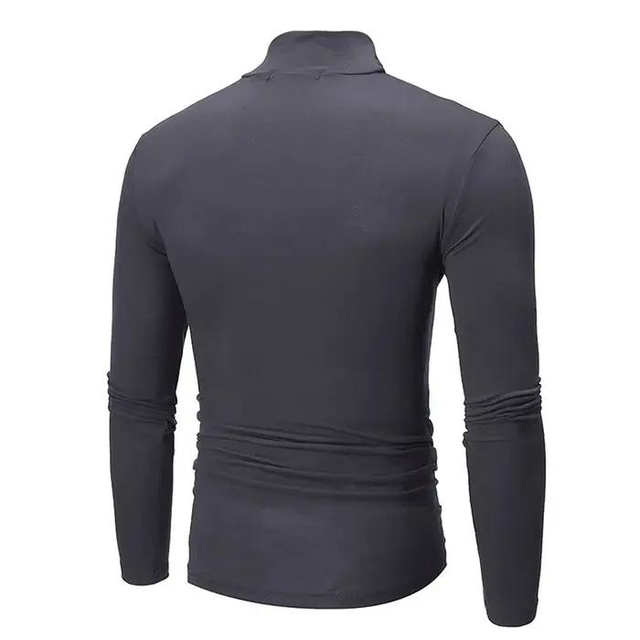 1/2 pièces automne hiver hommes col haut T-shirt coupe ajustée mode haute élastique à manches longue