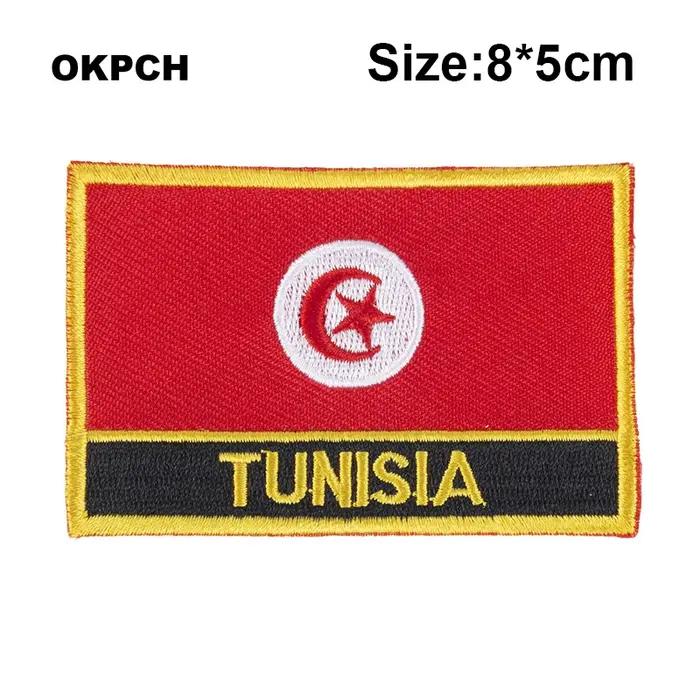 Drapeau National de tunisie brodé à repasser sur patchs pour vêtements